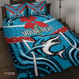 Custom Sharks Rugby ANZAC Quilt Bed Set Gallipoli Soldier With Aboriginal Art
