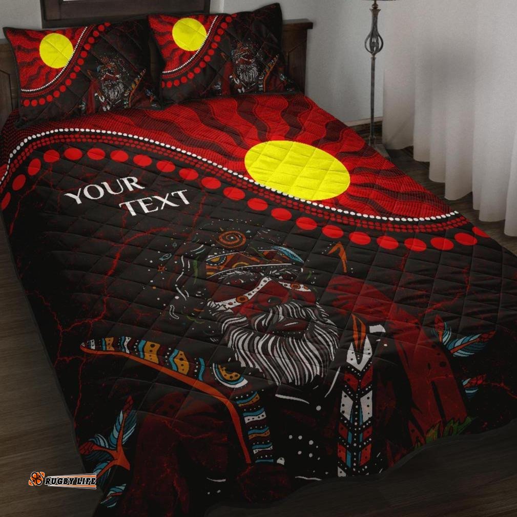 Custom Aboriginal Quilt Bed Set Indigenous People And Sun