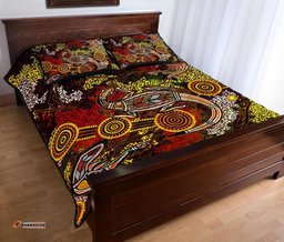 Custom Aboriginal Quilt Bed Set, Kangaroo and Lizard Dot Painting Art