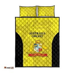Australia Cricket Quilt Bed Set 2024 World Cup Go Aussie Gold Version