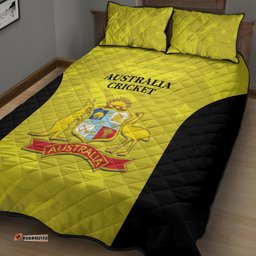 Australia Cricket Quilt Bed Set 2024 World Cup Go Aussie Gold Version