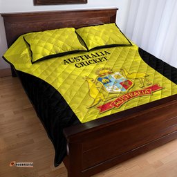 Australia Cricket Quilt Bed Set 2024 World Cup Go Aussie Gold Version