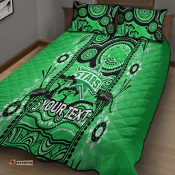 Custom Melbourne Stars Cricket Quilt Bed Set Happy Australia Day Aboriginal Art