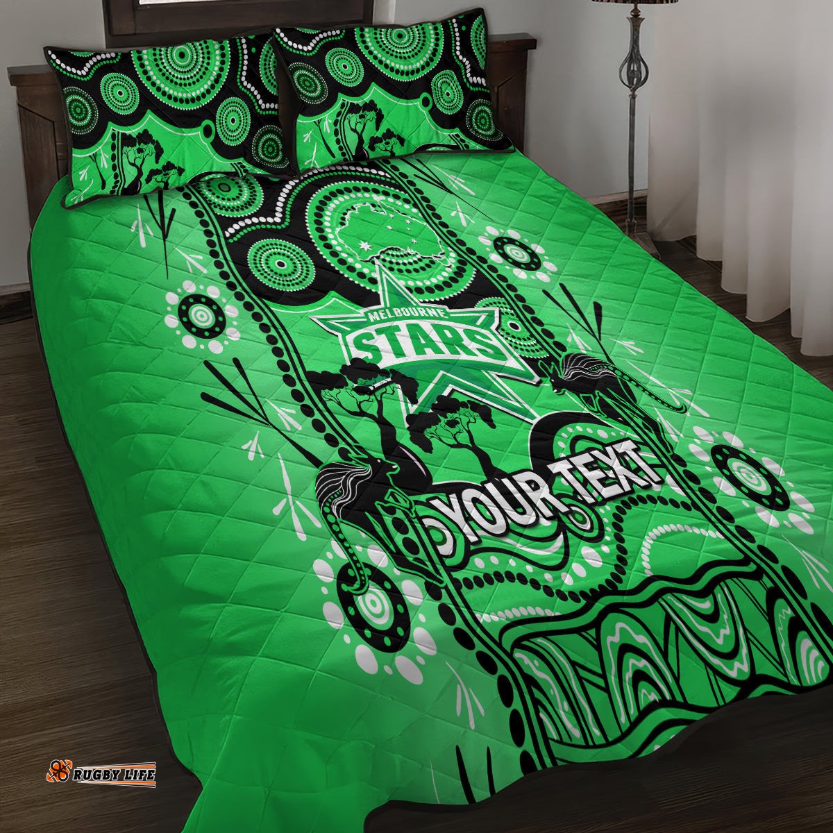 Custom Melbourne Stars Cricket Quilt Bed Set Happy Australia Day Aboriginal Art