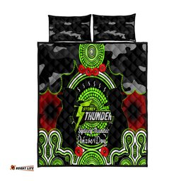 Sydney Thunder ANZAC 2024 Quilt Bed Set Lest We Forget Poppy Mix Camouflage