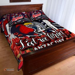 Roosters Quilt Bed Set ANZAC Day Poppy Flowers With Aboriginal