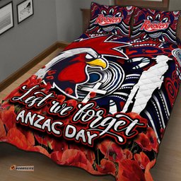 Roosters Quilt Bed Set ANZAC Day Poppy Flowers With Aboriginal