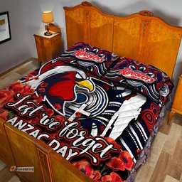 Roosters Quilt Bed Set ANZAC Day Poppy Flowers With Aboriginal