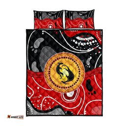 aboriginal flag style dot art and abstract kangaroo quilt bed set ts04