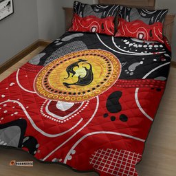 aboriginal flag style dot art and abstract kangaroo quilt bed set ts04