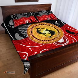 aboriginal flag style dot art and abstract kangaroo quilt bed set ts04