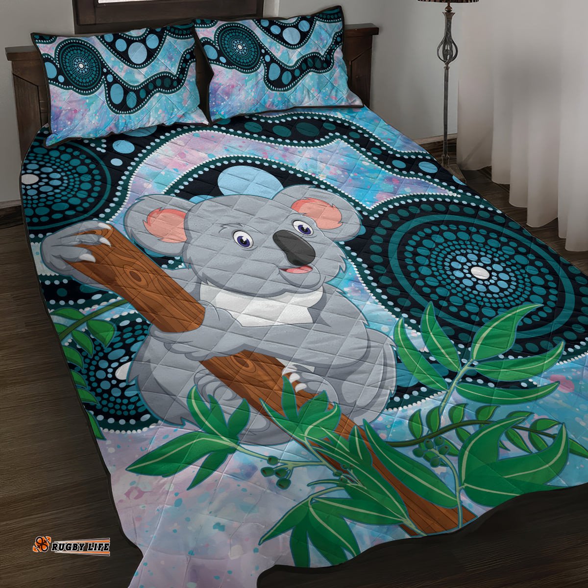 Australia Opal Koala Quilt Bed Set Aussie Aboriginal Art