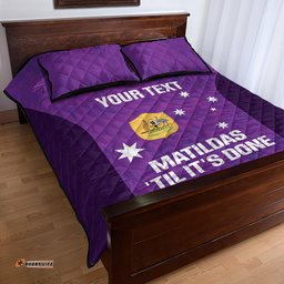 Custom Australia Soccer Quilt Bed Set Matildas Go Champions Purple