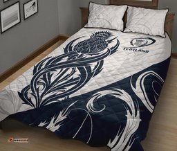 Scottish Rugby Quilt Bed Set Thistle Vibes White
