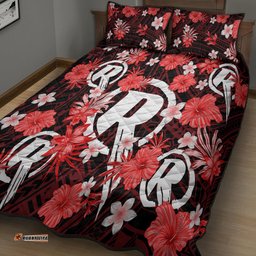 Australian Renegades Cricket Quilt Bed Set Baeuty Pacific Hibiscus and Polynesian Pattern