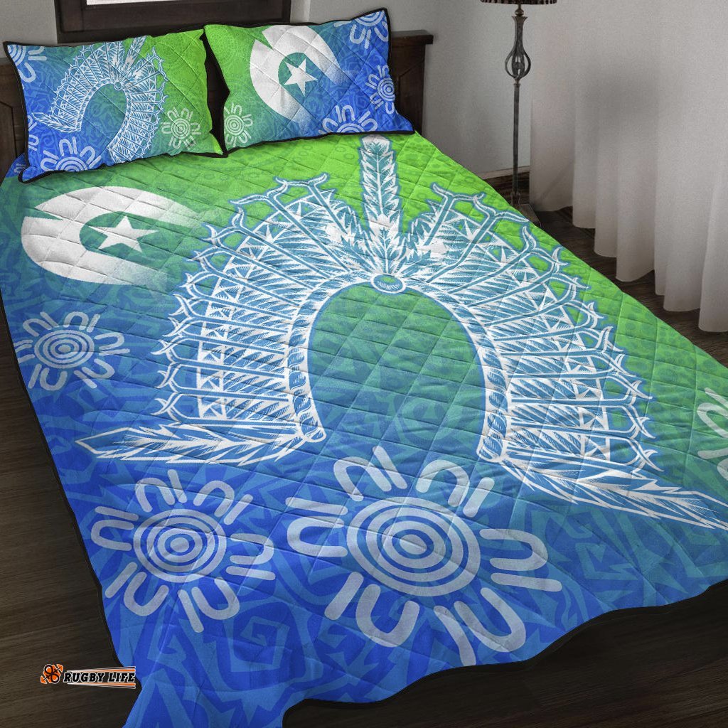 torres strait islander quilt bed set dhari mask ocean style