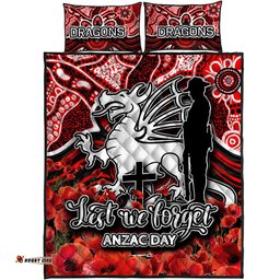 St. George Dragons Quilt Bed Set ANZAC Day Poppy Flowers With Aboriginal