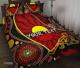 Custom Aboriginal Quilt Bed Set Indigenous Dots Pattern With Didgeridoo