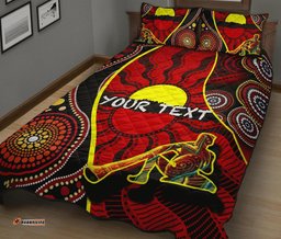 Custom Aboriginal Quilt Bed Set Indigenous Dots Pattern With Didgeridoo