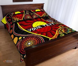 Custom Aboriginal Quilt Bed Set Indigenous Dots Pattern With Didgeridoo