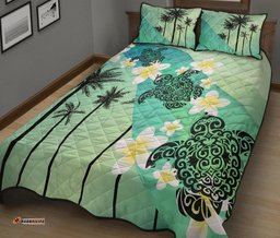 Turtle Plumeria Quilt Bed Set