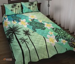 Turtle Plumeria Quilt Bed Set