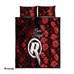 Renegades Cricket Never Forget Custom Quilt Bed Set ANZAC Day with Poppy Aboriginal