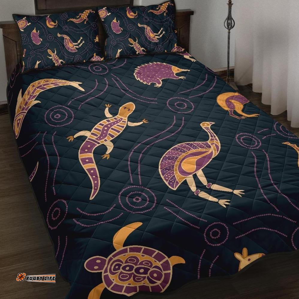 Quilt Bed Set Indigenous Animals Patterns
