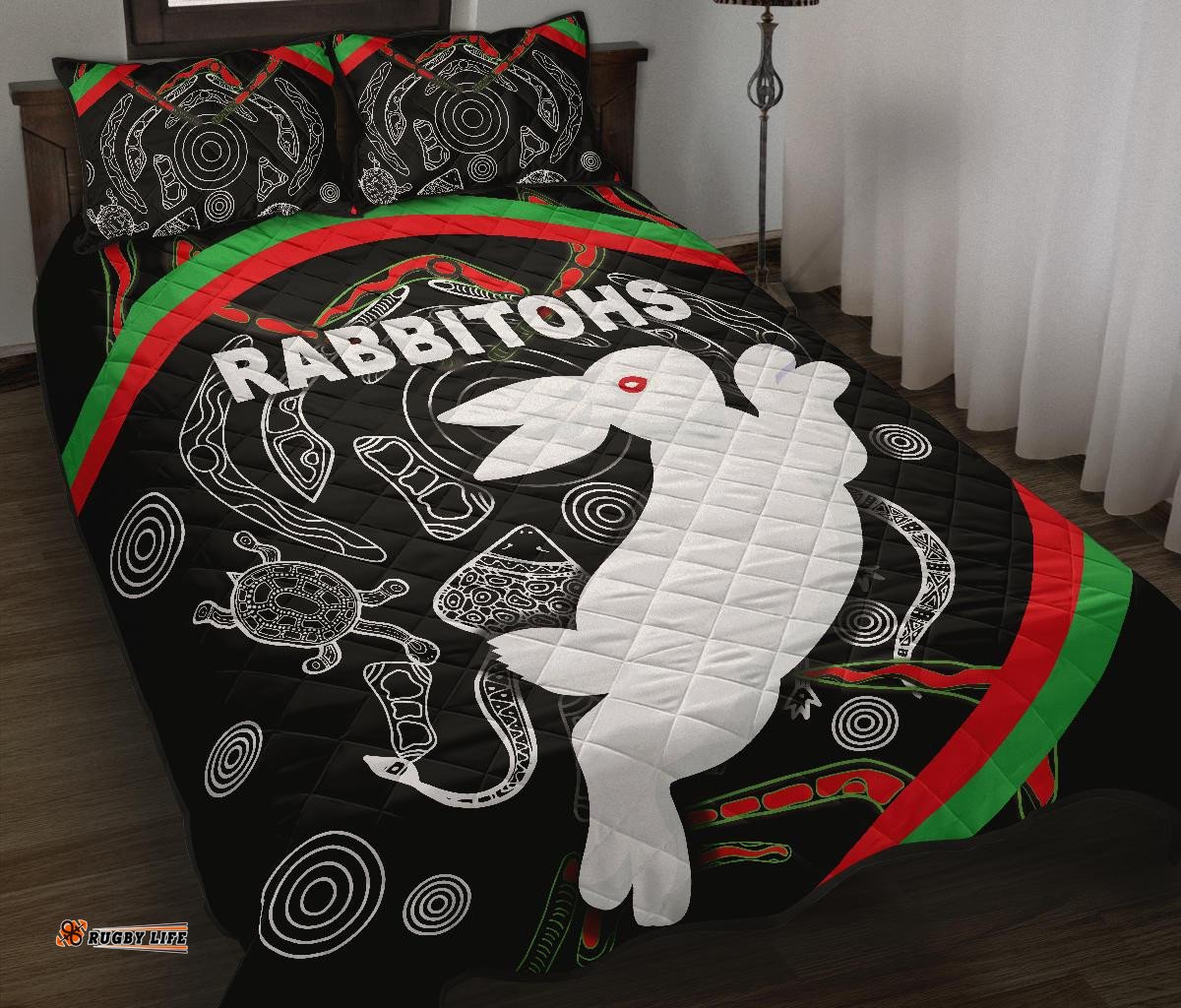 rabbitohs quilt bed set indigenous mystery vibes
