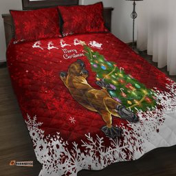 Australia Christmas Quilt Bed Set Aussie Platypus Xmas Vibes