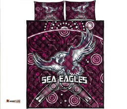 sea eagles rugby quilt bed set boomerang indigenous dots