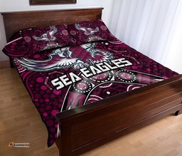 sea eagles rugby quilt bed set boomerang indigenous dots