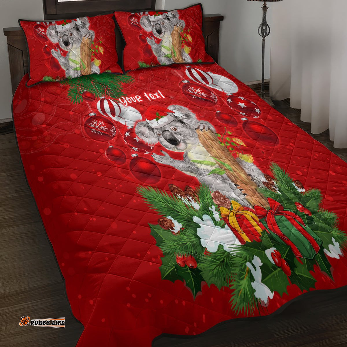 Personalised Koala Lover Quilt Bed Set Australia Koalaty Merry Christmas Aboriginal