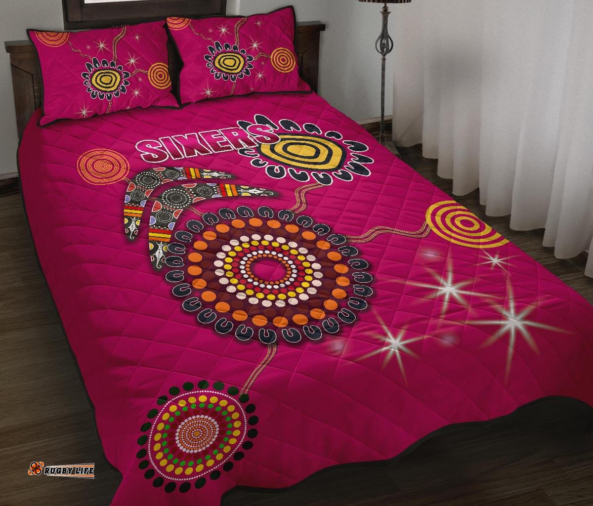 Sydney Quilt Bed Set Sixers Indigenous Magenta