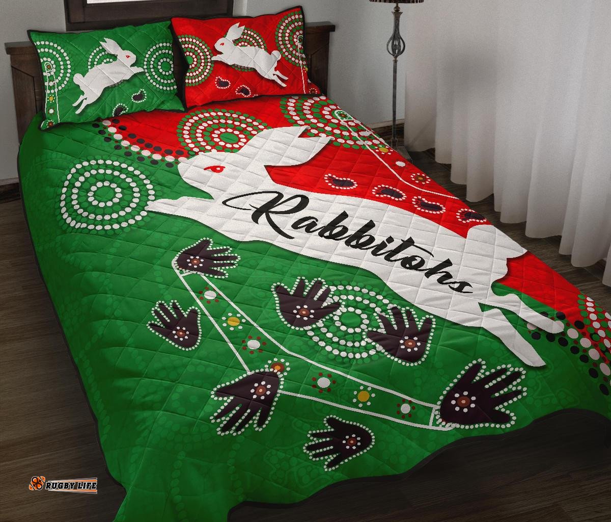 Rabbitohs Forever Quilt Bed Set Indigenous