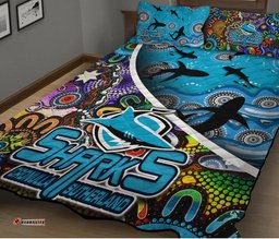 cronulla sutherland quilt bed set sharks indigenous aboriginal