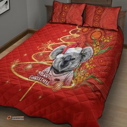 Personalised Australia Koala Christmas Quilt Bed Set Aboriginal Art With Golden Wattle