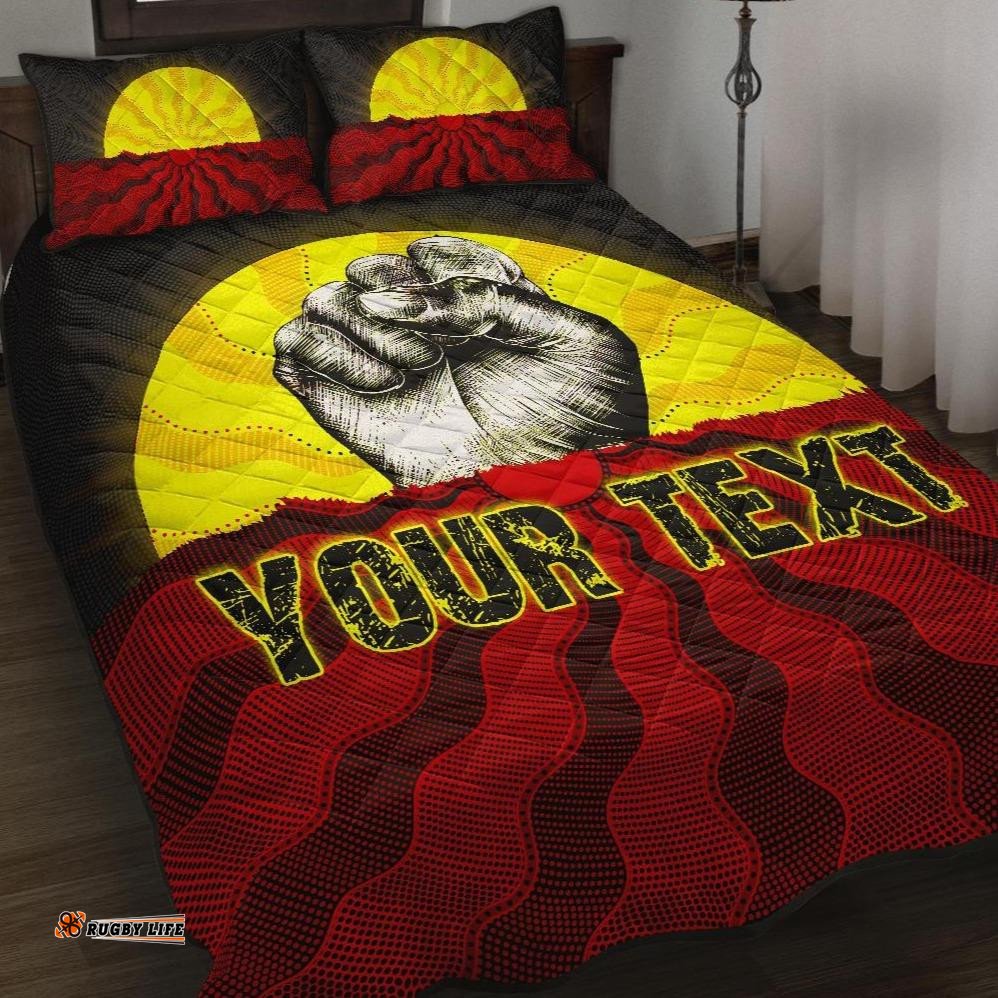 Custom Aboriginal Quilt Bed Set, Black Lives Matter Sun Dot Painting