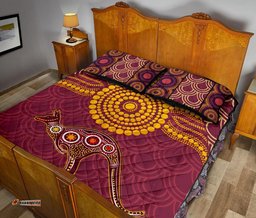 Australia Aboriginal Inspired Quilt Bed Set - Aboriginal Inspired Kangaroo