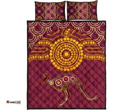 Australia Aboriginal Inspired Quilt Bed Set - Aboriginal Inspired Kangaroo