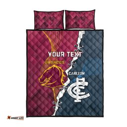 Personalised Broncos Rugby And Carlton Football Quilt Bed Set Sporty Version