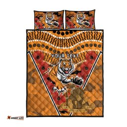 Custom Wests Tigers Rugby ANZAC Quilt Bed Set Aboriginal and Army Patterns