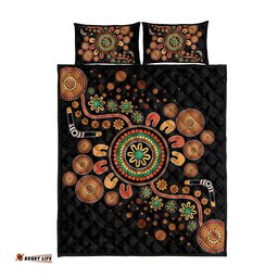 Aboriginal Dots Art Painting With Boomerang Quilt Bed Set