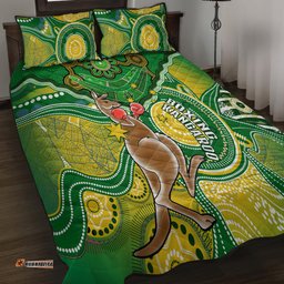 Personalised Australia Boxing Kangaroo Quilt Bed Set Aussie Indigenous Art Mix National Color 05
