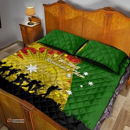 Australia Cricket ANZAC Day 2024 Quilt Bed Set Australian Army Camouflage With Poppies