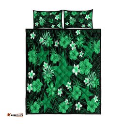 Australian Stars Cricket Quilt Bed Set Baeuty Pacific Hibiscus and Polynesian Pattern