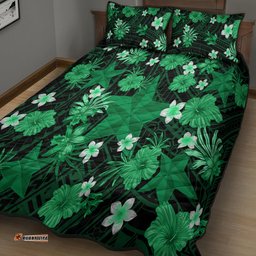 Australian Stars Cricket Quilt Bed Set Baeuty Pacific Hibiscus and Polynesian Pattern