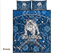 bulldogs rugby quilt bed set boomerang indigenous dots