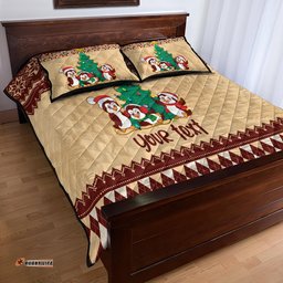 Australia Penguin Christmas Argyle Pattern Personalised Quilt Bed Set