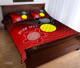 Custom Aboriginal Quilt Bed Set Indigenous Circle Dot Painting Style
